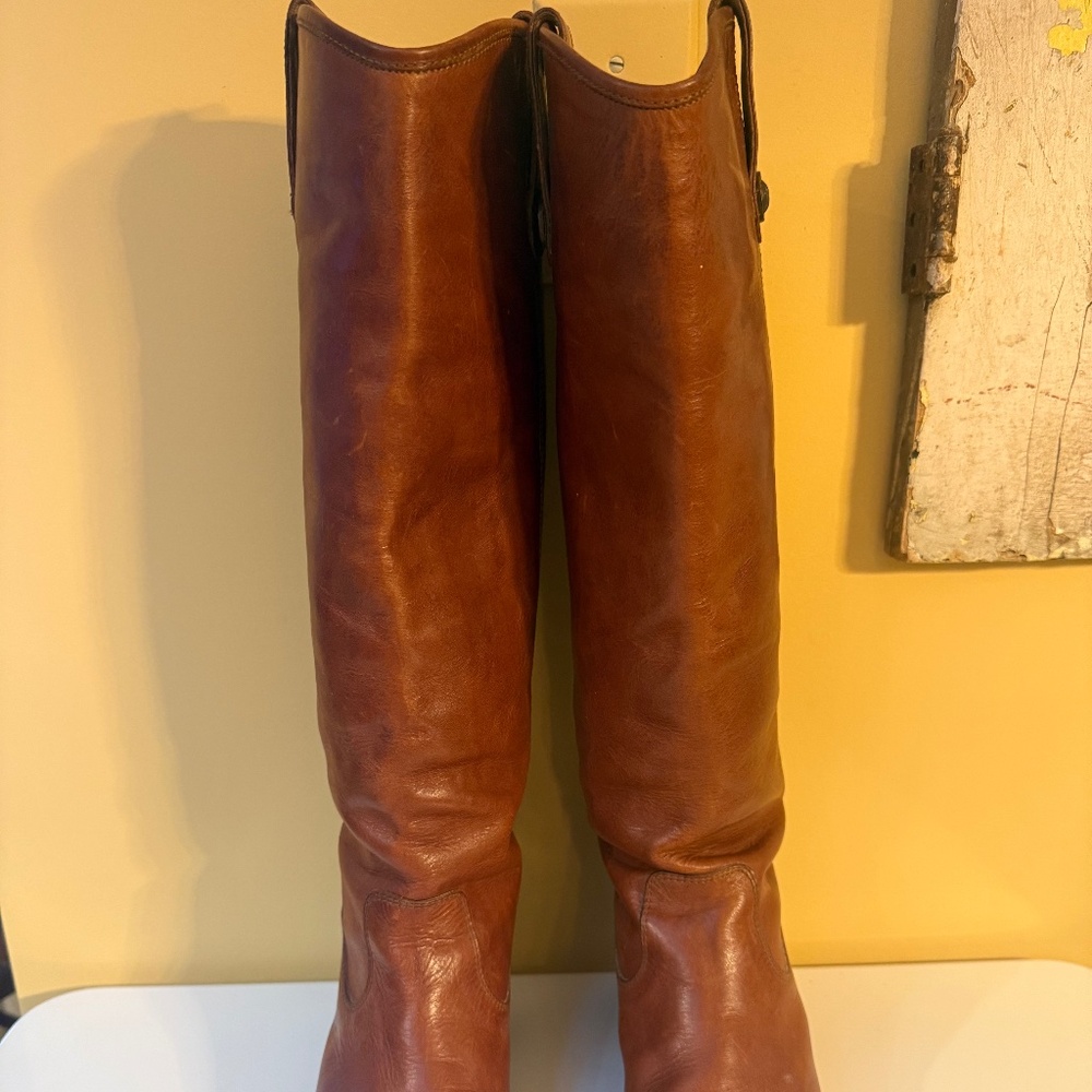 FRYE JACKIE BUTTON TALL BOOTS - COGNAC - SIZE 8 - Picture 2 of 10